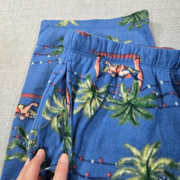 Tommy Bahama Men LG Santa Tropical Palm Tree Fleece Pajama Pants Gift Beach EUC - Picture 3 of 7